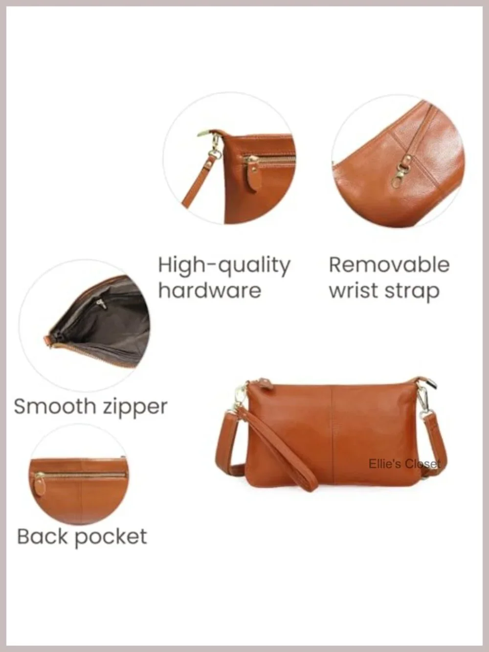 Genuine Leather Wristlet Wallet Small Crossbody Purse with Adjustable Strap